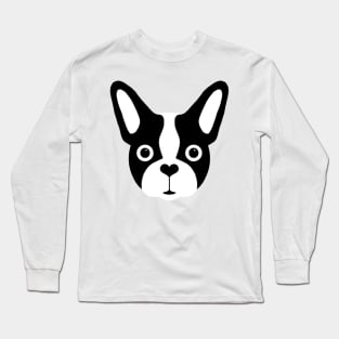 French Bulldog Black and White Face Long Sleeve T-Shirt